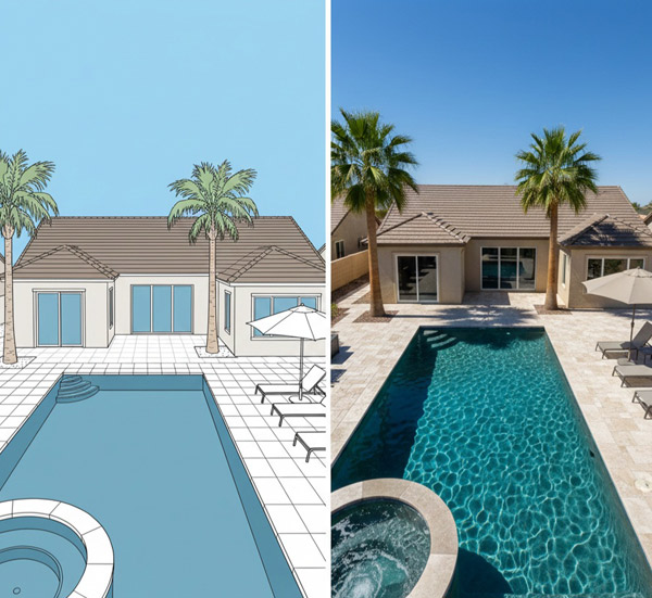 from plan to completed pool project